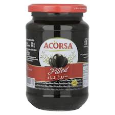 ACORSA OLIVES BLACK PITTED JAR 170g