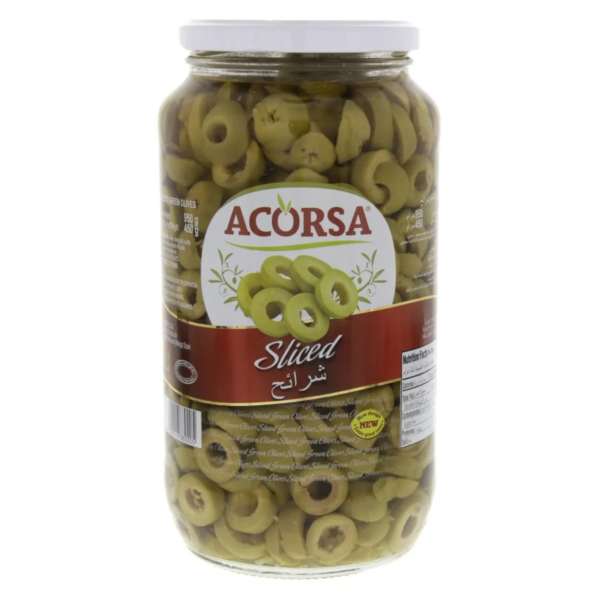 ACORSA OLIVES GREEN SLICED JAR 450g