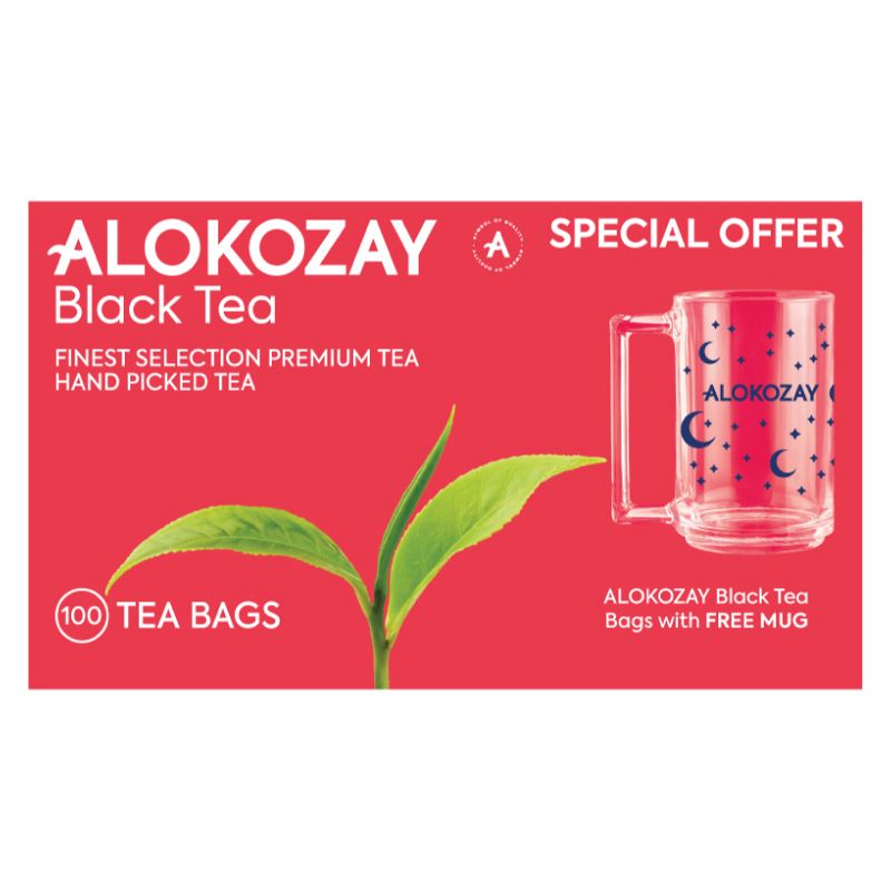 Alokozay Black Tea 100 Tea Bags + Free Mug