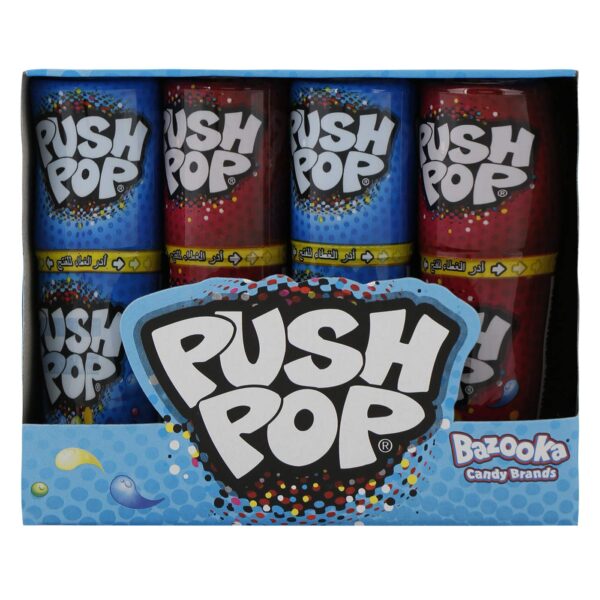 Bazooka Push Pop Blue Raspberry & Cola Candy 15g