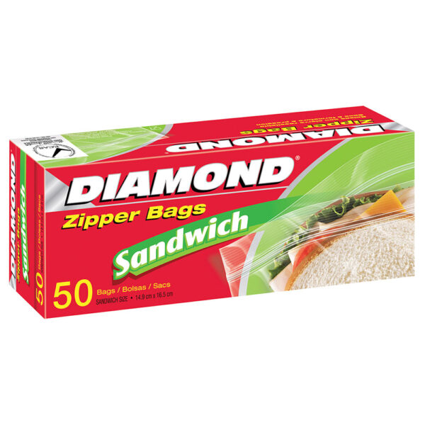 DIAMOND ZIPPER BAG SANDWICH 50 COUNT